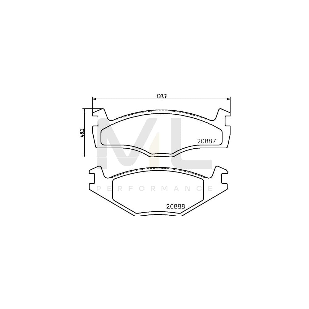 Hella 8DB 355 017-521 Brake Pad Set Not Prepared For Wear Indicator, With Accessories | ML Performance Car Parts