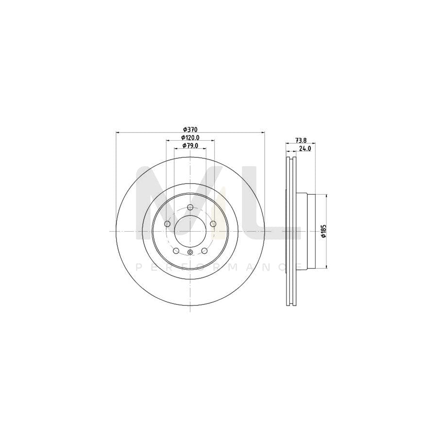 HELLA PRO 8DD 355 120-241 Brake Disc for BMW 7 (E65, E66, E67) Externally Vented, Coated, without wheel hub, without wheel studs | ML Performance Car Parts