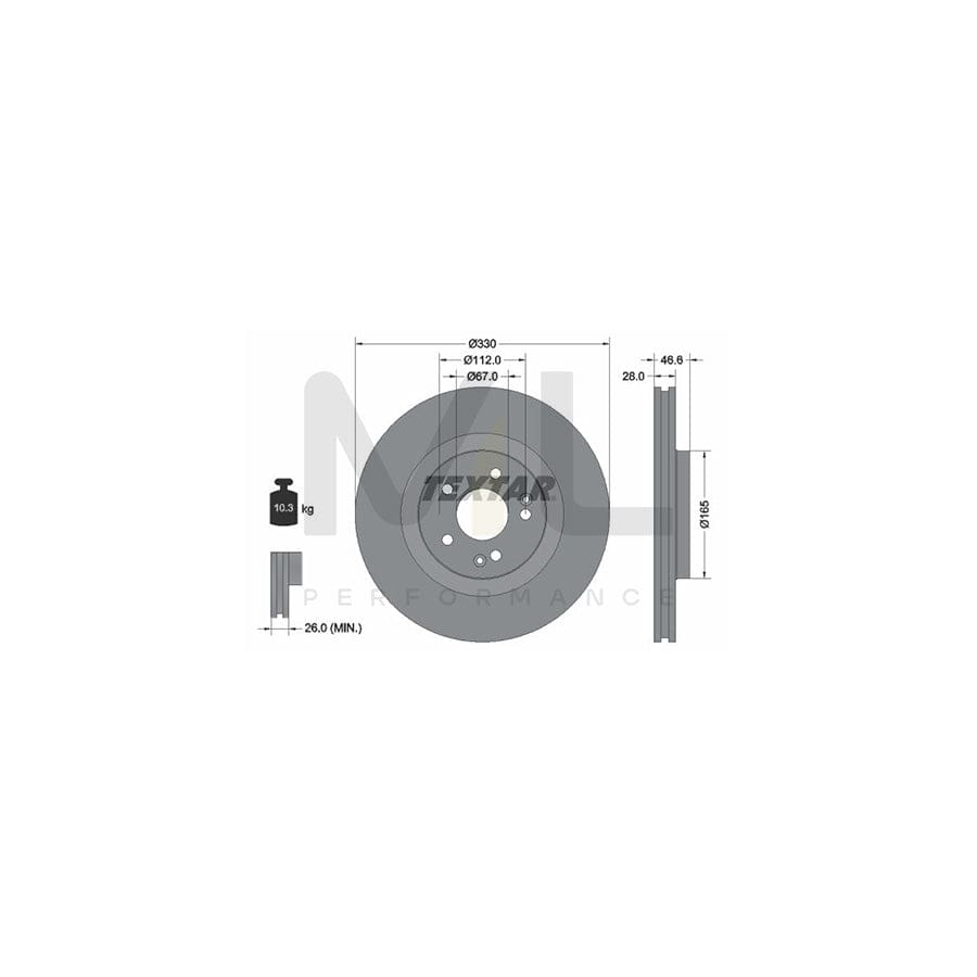 TEXTAR PRO+ 92151005 Brake Disc Internally Vented, Coated, High-carbon, without wheel hub, without wheel studs | ML Performance Car Parts