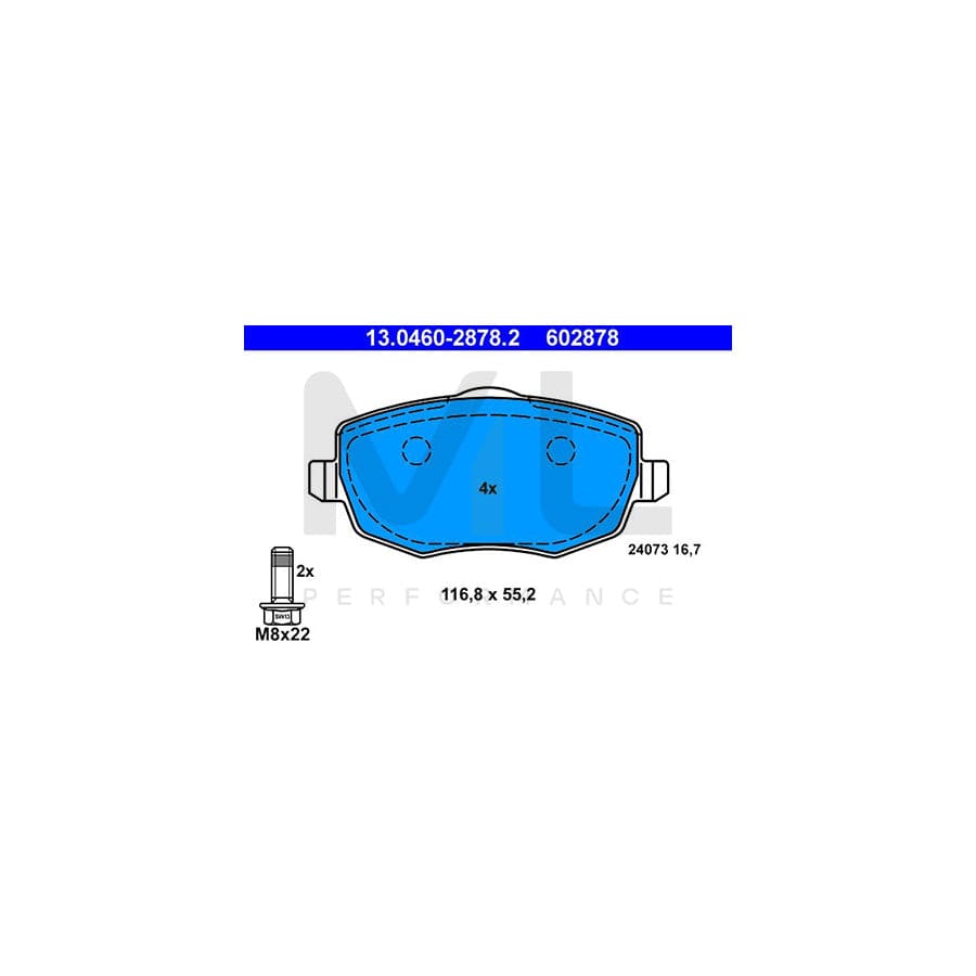 ATE 13.0460-2878.2 Brake pad set for LANCIA Ypsilon II (843) excl. wear warning contact, with brake caliper screws | ML Performance Car Parts