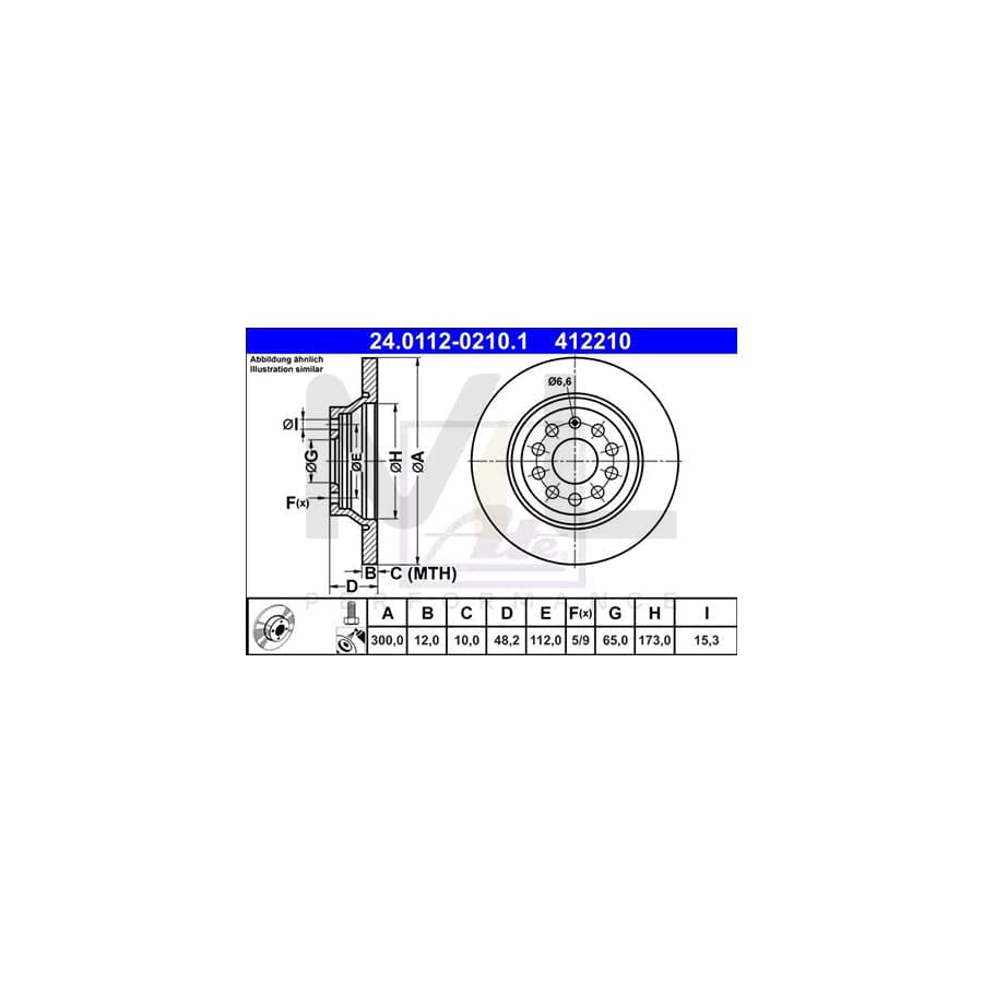 ATE 24.0112-0210.1 Brake Disc Solid, Coated, with bolts/screws | ML Performance Car Parts