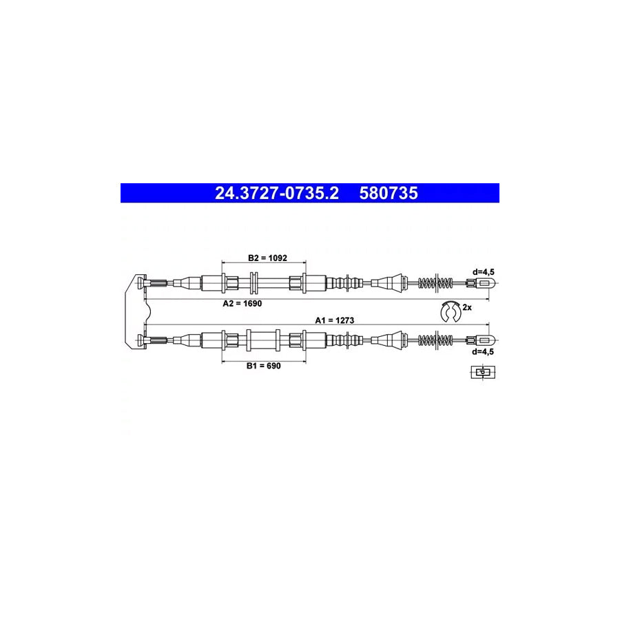 ATE 24.3727-0735.2 Hand Brake Cable