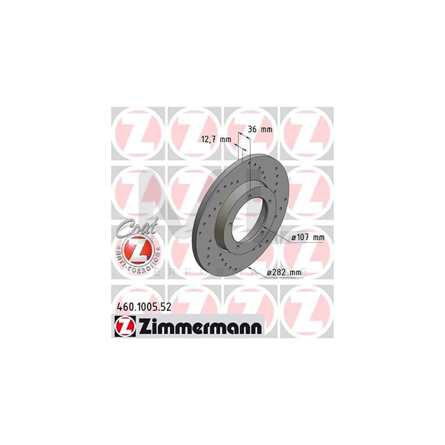 ZIMMERMANN SPORT COAT Z 460.1005.52 Brake Disc Perforated, Solid, Coated | ML Performance Car Parts