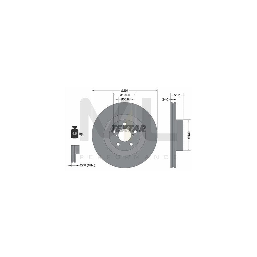 TEXTAR 92139500 Brake Disc Internally Vented, without wheel hub, without wheel studs | ML Performance Car Parts