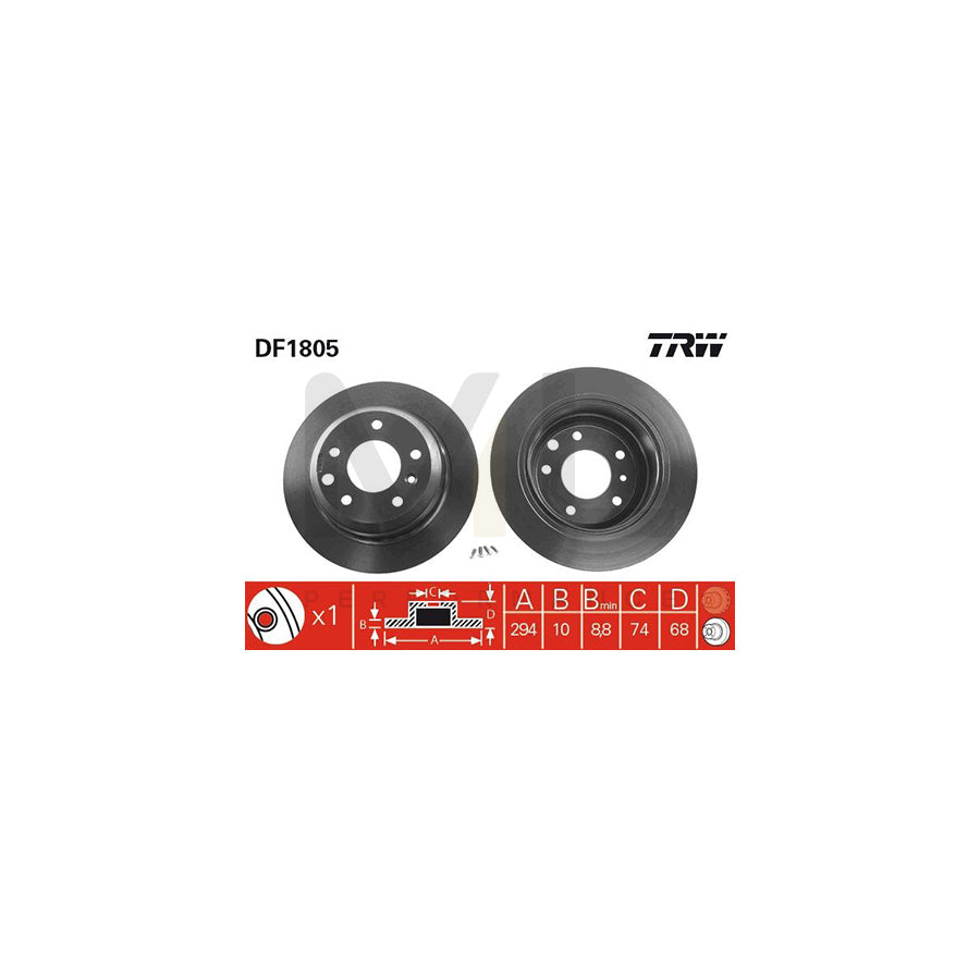 TRW DF1805 Brake Disc Solid, with bolts/screws | ML Performance Car Parts