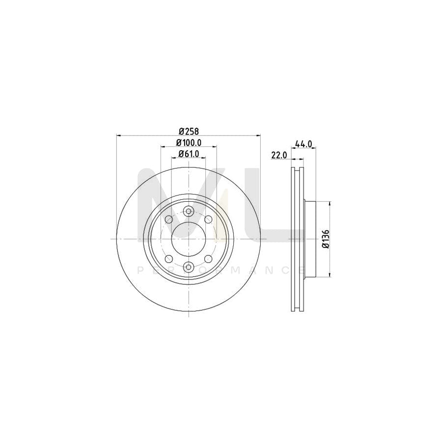 HELLA PRO High Carbon 8DD 355 129-621 Brake Disc Internally Vented, Coated, High-carbon, without wheel hub, without wheel studs | ML Performance Car Parts