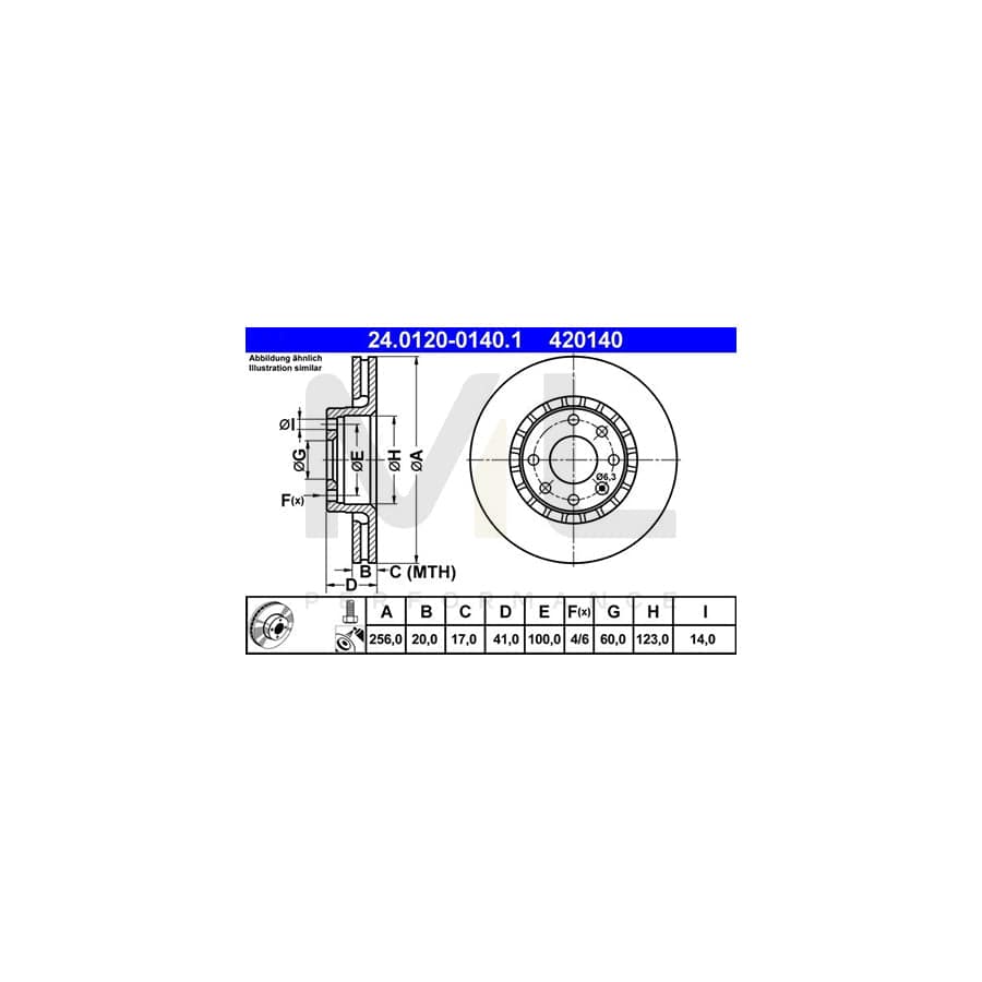 ATE 24.0120-0140.1 Brake Disc Vented, Coated, Alloyed / High-carbon, with bolts/screws | ML Performance Car Parts