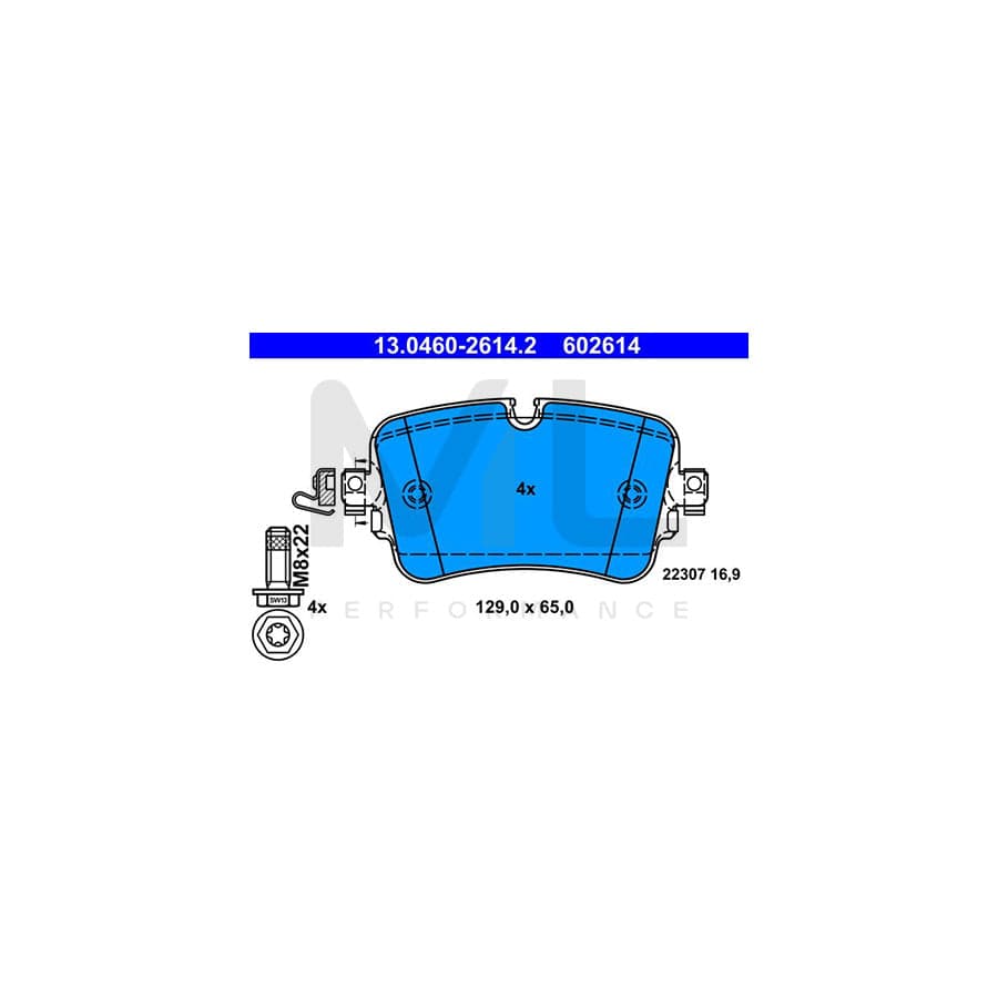 ATE 13.0460-2614.2 Brake pad set excl. wear warning contact, prepared for wear indicator, with brake caliper screws | ML Performance Car Parts