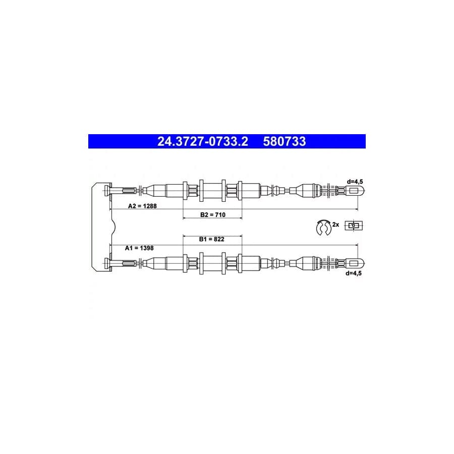 ATE 24.3727-0733.2 Hand Brake Cable