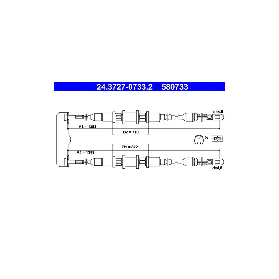 ATE 24.3727-0733.2 Hand Brake Cable