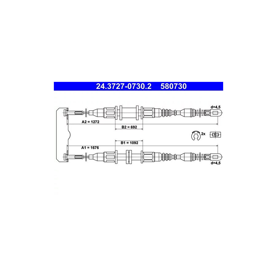 ATE 24.3727-0730.2 Hand Brake Cable