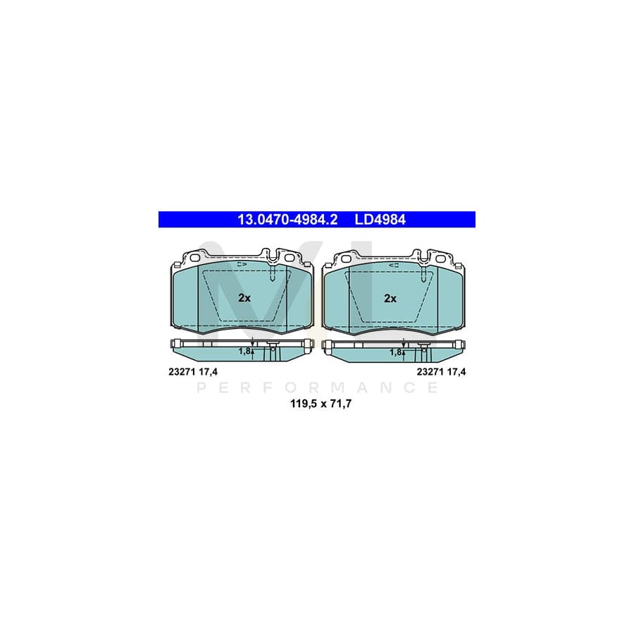 ATE Ceramic 13.0470-4984.2 Brake pad set excl. wear warning contact, prepared for wear indicator | ML Performance Car Parts