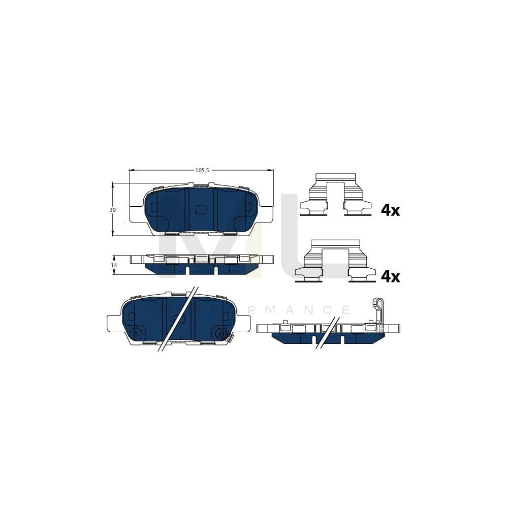 TRW Gdb3508Bte Brake Pad Set With Acoustic Wear Warning, With Accessories | ML Performance Car Parts