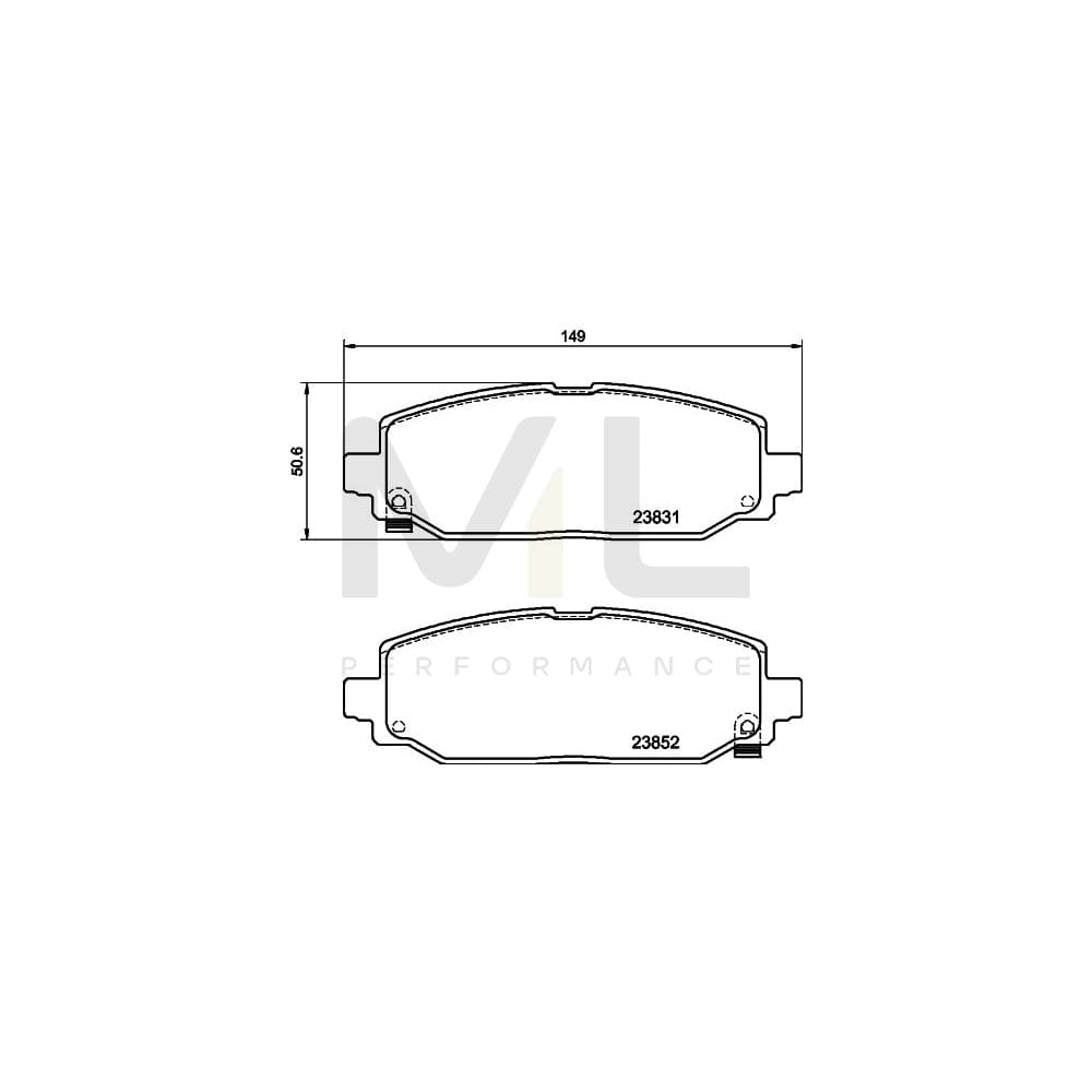 Hella 8DB 355 040-021 Brake Pad Set For Jeep Wrangler Iv (Jl) With Acoustic Wear Warning, With Accessories | ML Performance Car Parts