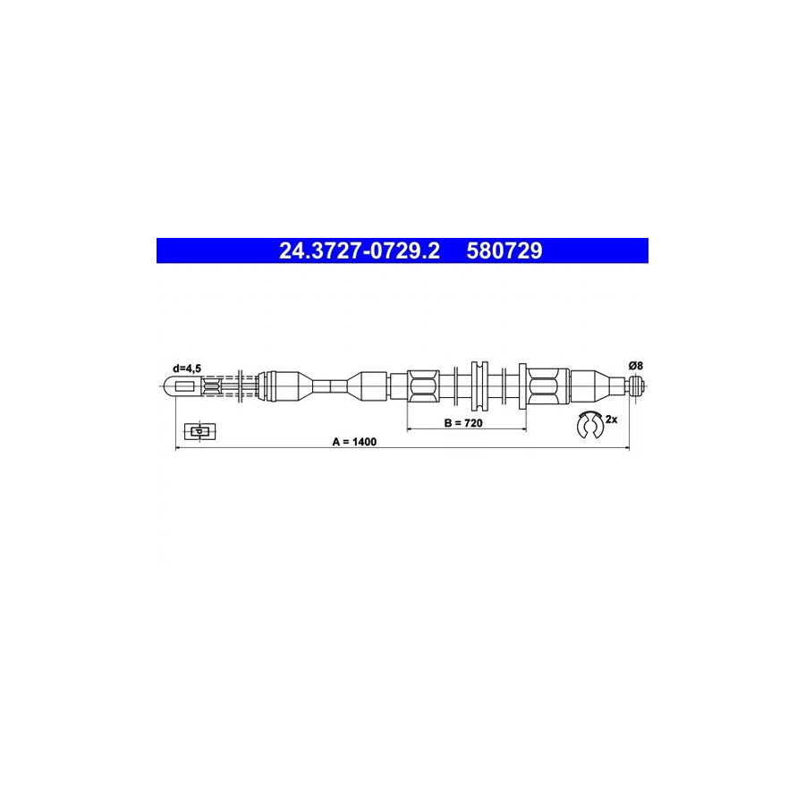 ATE 24.3727-0729.2 Hand Brake Cable