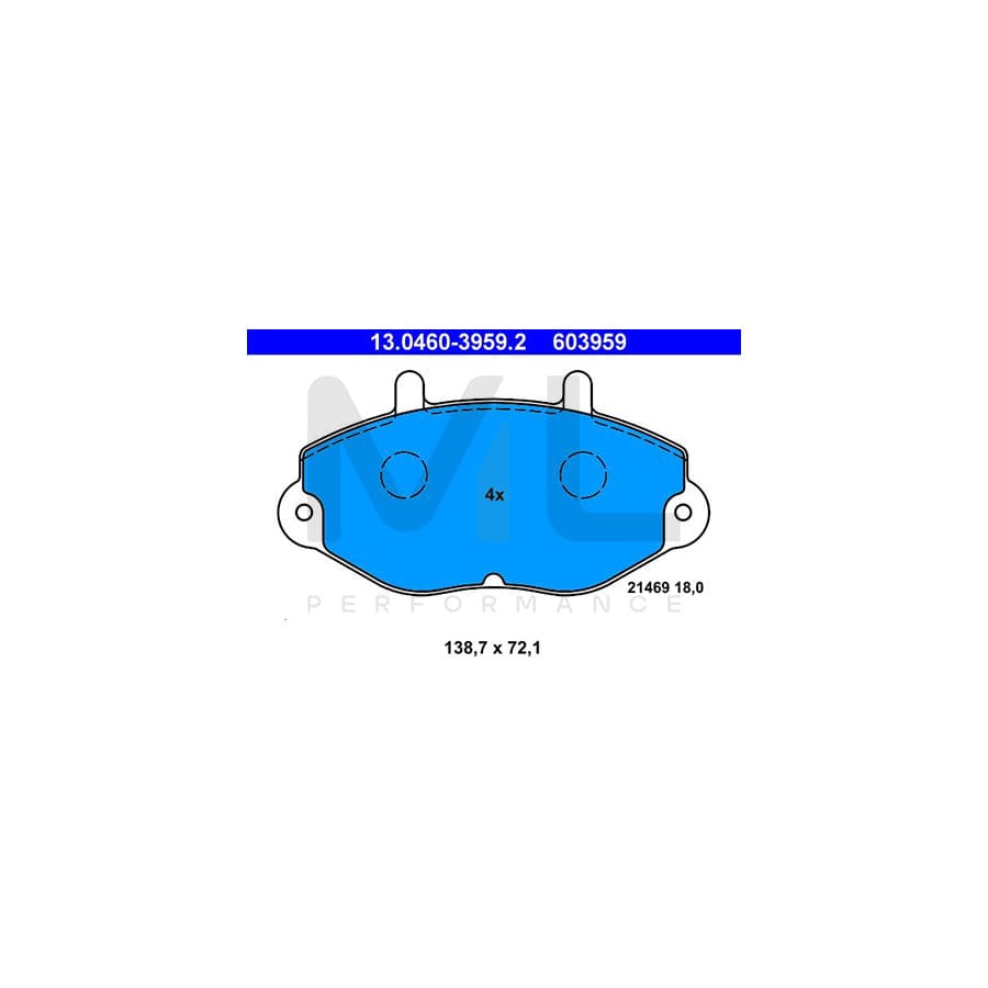 ATE 13.0460-3959.2 Brake pad set for FORD TRANSIT excl. wear warning contact, prepared for wear indicator | ML Performance Car Parts