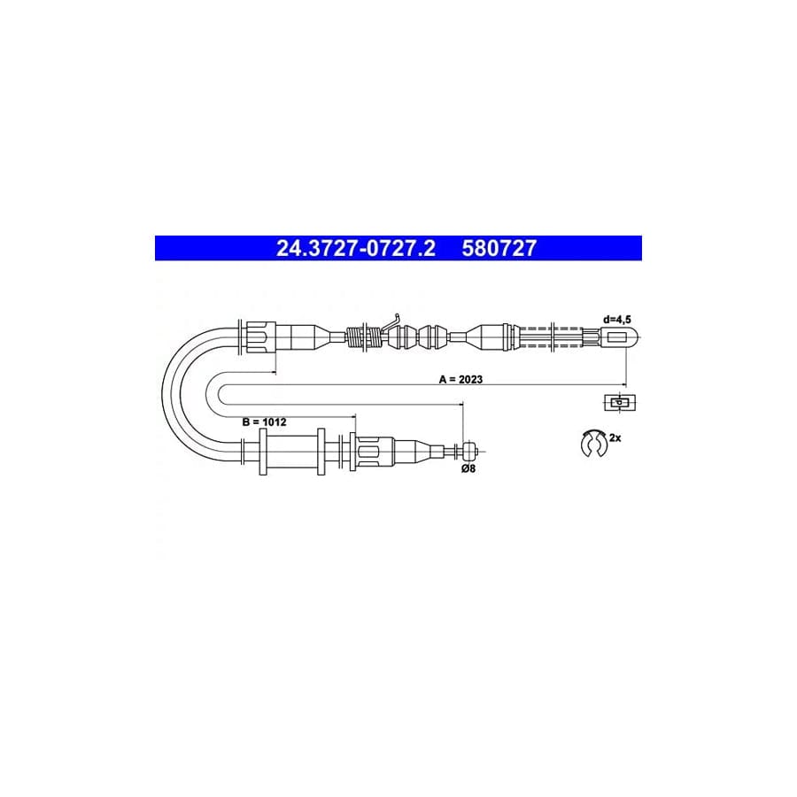 ATE 24.3727-0727.2 Hand Brake Cable