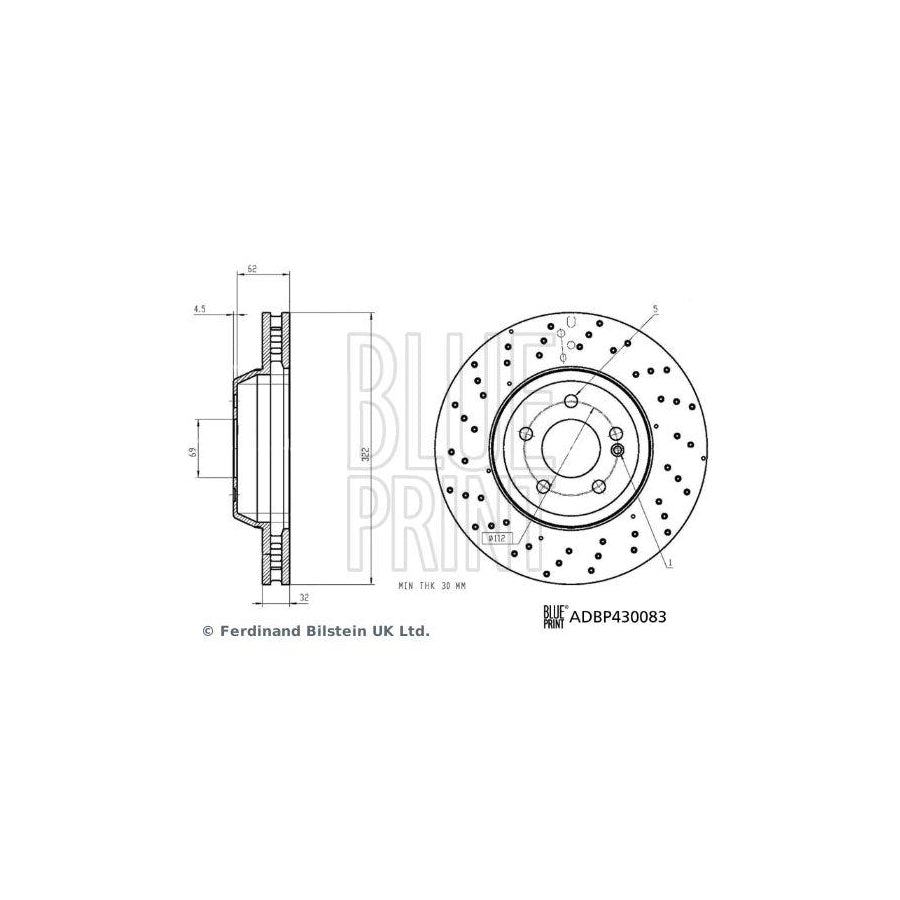 Blue Print ADBP430083 Brake Disc Suitable For Mercedes-Benz S-Class Saloon (W222, V222, X222)