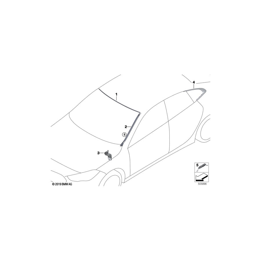 Genuine BMW 51377483186 F44 Finisher, Side Window, Rear Right SCHWARZ HOCHGLA (Inc. M235iX, 218i & 220d) | ML Performance UK