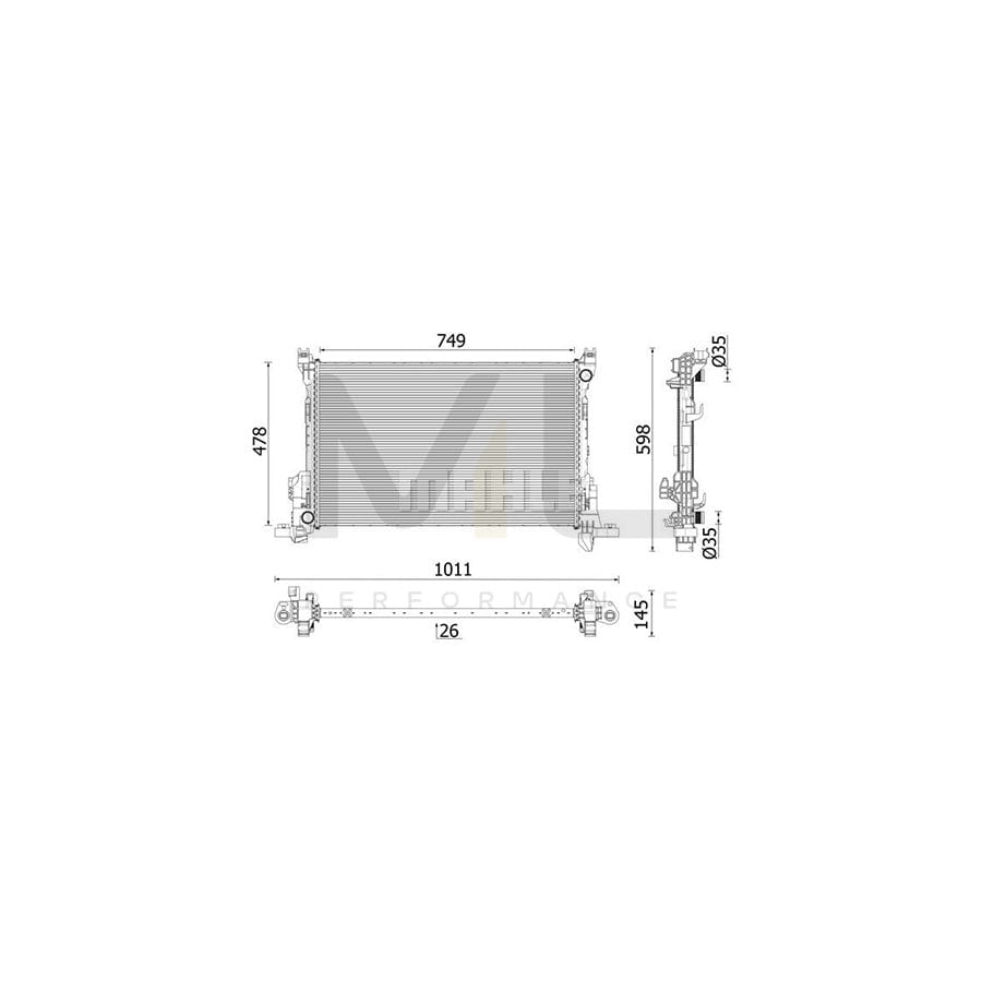 MAHLE ORIGINAL CR 2637 000P Engine radiator for RENAULT TRAFIC Brazed cooling fins, Aluminium | ML Performance Car Parts