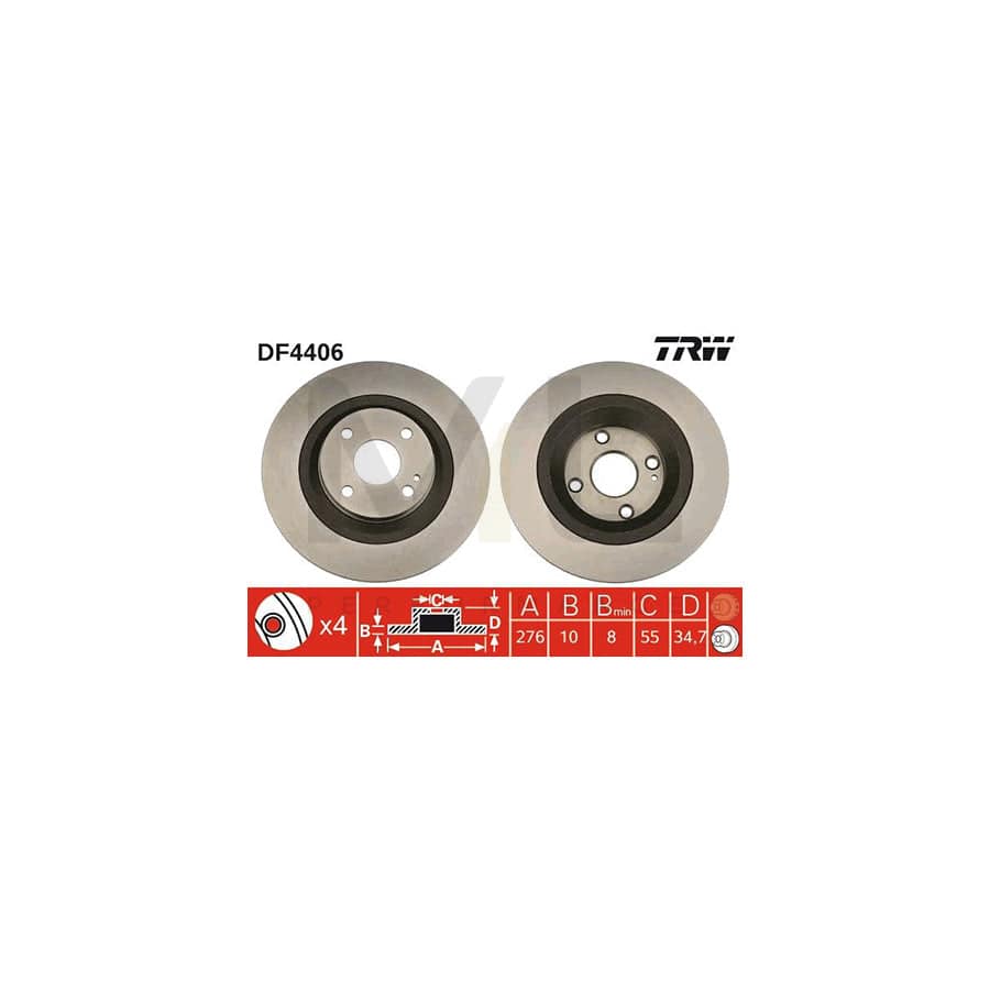 TRW DF4406 Brake Disc for MAZDA MX-5 II (NB) Solid, Painted | ML Performance Car Parts