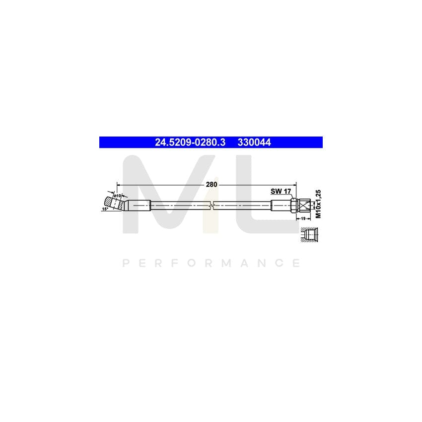 ATE 24.5209-0280.3 Brake Hose 280mm, M10x1,25 | ML Performance Car Parts