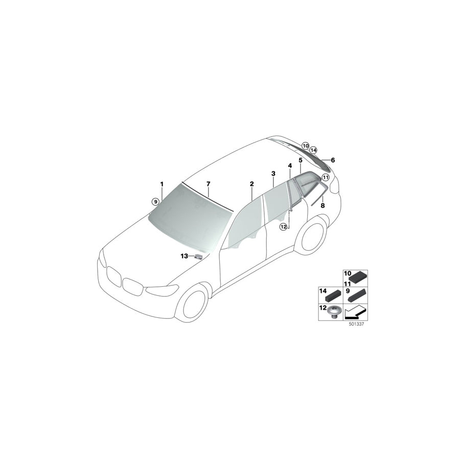 Genuine BMW 51377410060 G01 Side Window, Rigid, Rear Right (Inc. X3 20i 1.6, X3 20dX & X3 18d) | ML Performance UK