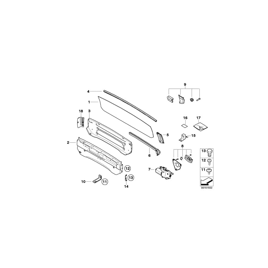 Genuine BMW 54347123317 E64 Bracket Rear Window (Inc. 645Ci, 635d & M6) | ML Performance UK Car Parts