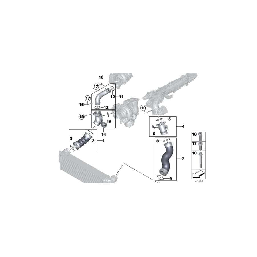 Genuine BMW 11618507706 F26 F36 F31 Charge Air Line (Inc. X4 35dX, 435dX & X3 35dX) | ML Performance UK Car Parts