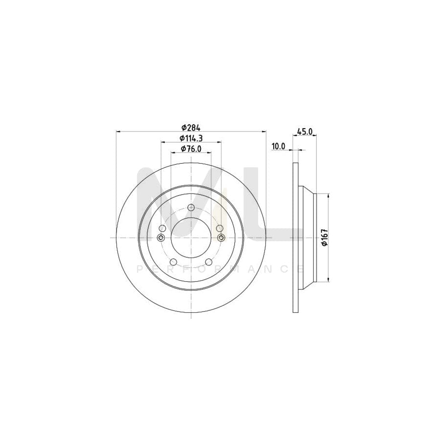 HELLA PRO 8DD 355 120-471 Brake Disc Solid, Coated, without wheel hub, without wheel studs | ML Performance Car Parts