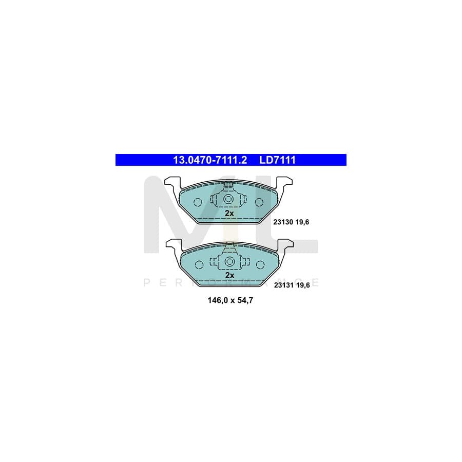 ATE Ceramic 13.0470-7111.2 Brake pad set excl. wear warning contact, not prepared for wear indicator | ML Performance Car Parts