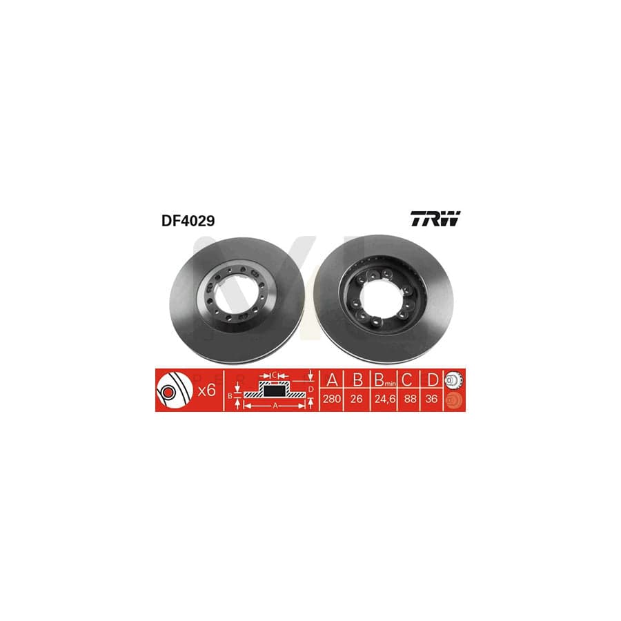 TRW DF4029 Brake Disc Vented, Painted | ML Performance Car Parts