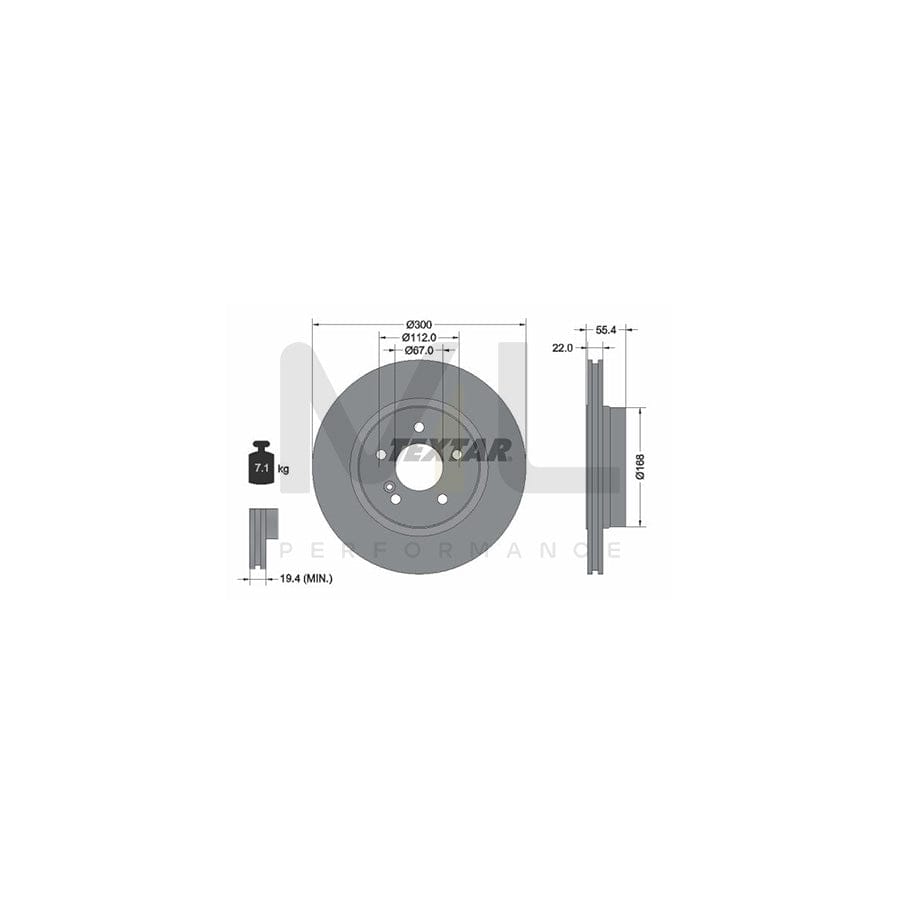 TEXTAR PRO 92137203 Brake Disc Internally Vented, Coated, without wheel hub, without wheel studs | ML Performance Car Parts