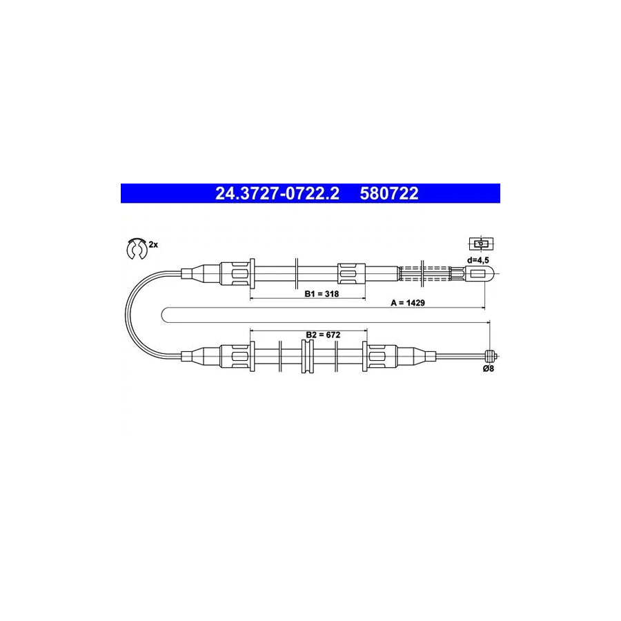 ATE 24.3727-0722.2 Hand Brake Cable