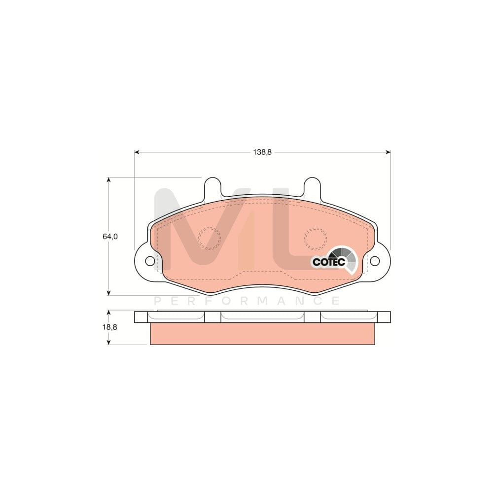 TRW Cotec Gdb1084 Brake Pad Set For Ford Transit Not Prepared For Wear Indicator | ML Performance Car Parts