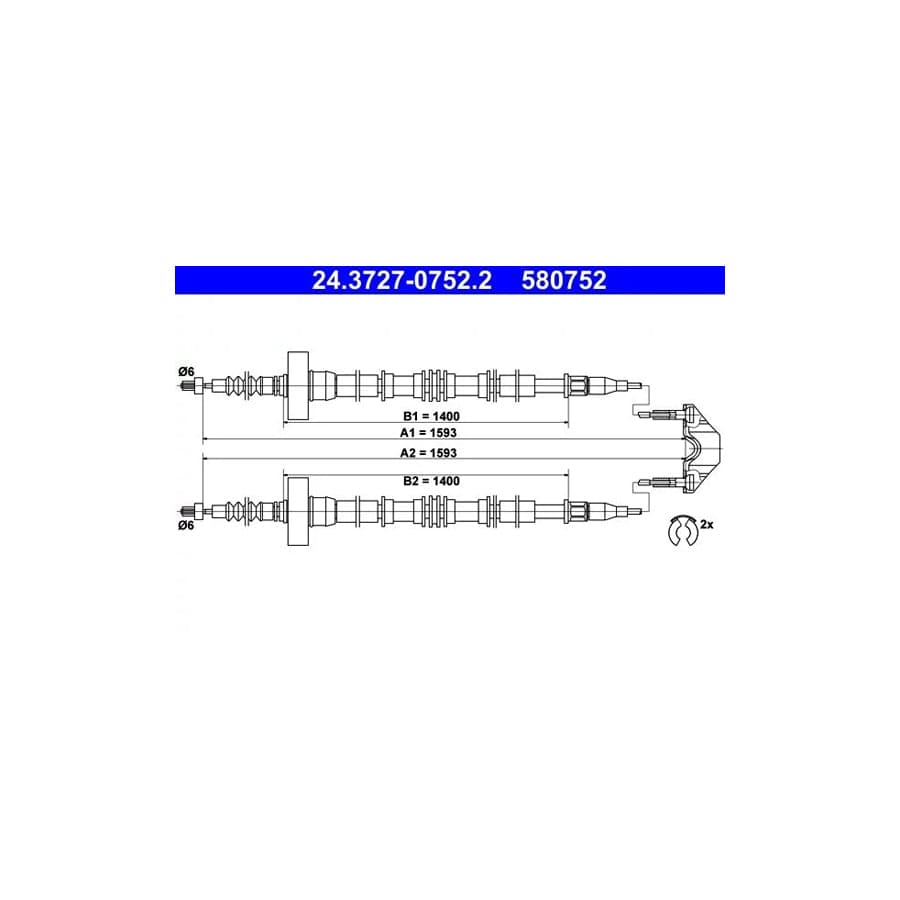 ATE 24.3727-0752.2 Hand Brake Cable