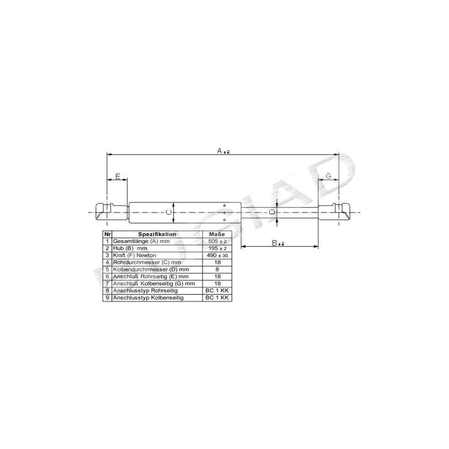 Bugiad BGS11202 Tailgate Strut For Peugeot 207 Sw