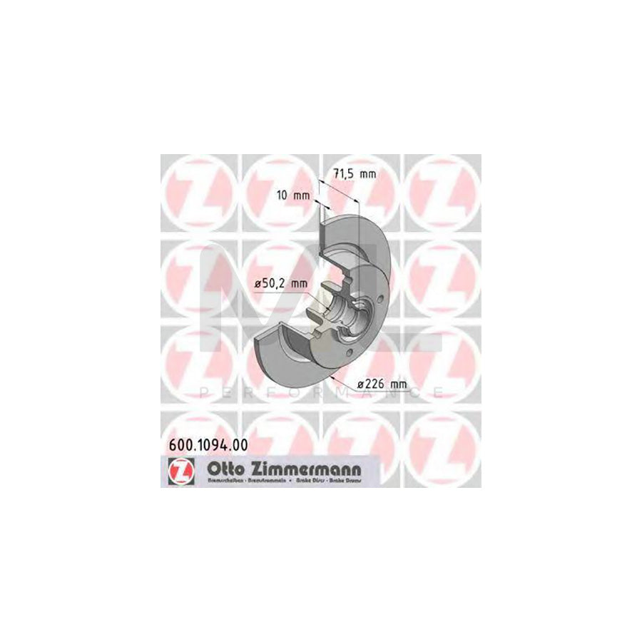 ZIMMERMANN 600.1094.00 Brake Disc Solid | ML Performance Car Parts