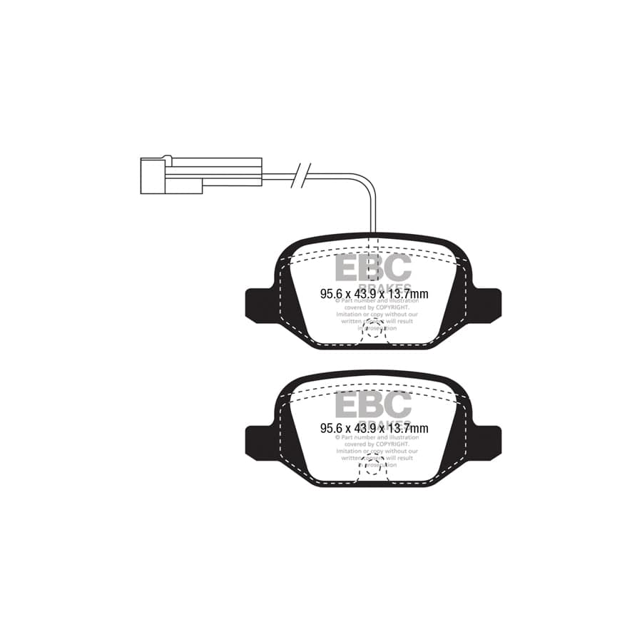 EBC PD03KR774 Abarth Yellowstuff Rear Brake Pad & Plain Disc Kit - TRW Caliper (Inc. 500, 595, F595, 695 Biposto) 2 | ML Performance UK Car Parts