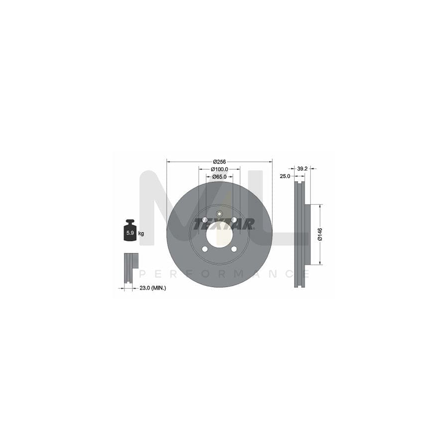 TEXTAR 92128300 Brake Disc Externally Vented, without wheel hub, without wheel studs | ML Performance Car Parts