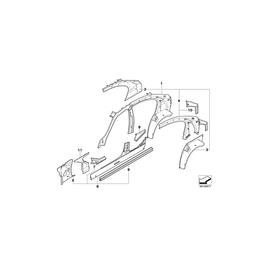 Genuine BMW 41117145341 E90 E92 Top, Side Member, Left (Inc. 318d, 320d & 335xi) | ML Performance UK Car Parts