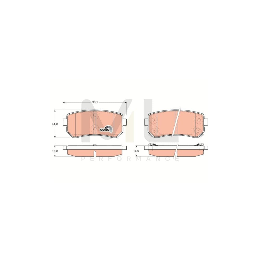 TRW Cotec Gdb3451 Brake Pad Set With Acoustic Wear Warning | ML Performance Car Parts