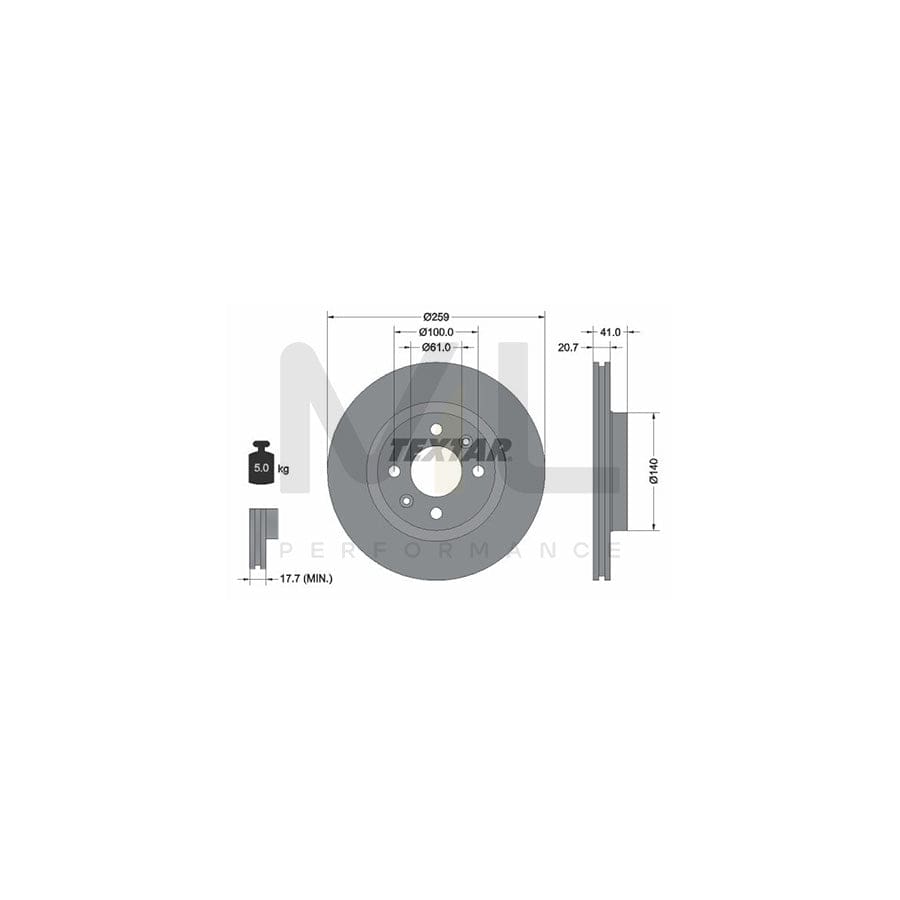 TEXTAR 92100900 Brake Disc Internally Vented, without wheel hub, without wheel studs | ML Performance Car Parts