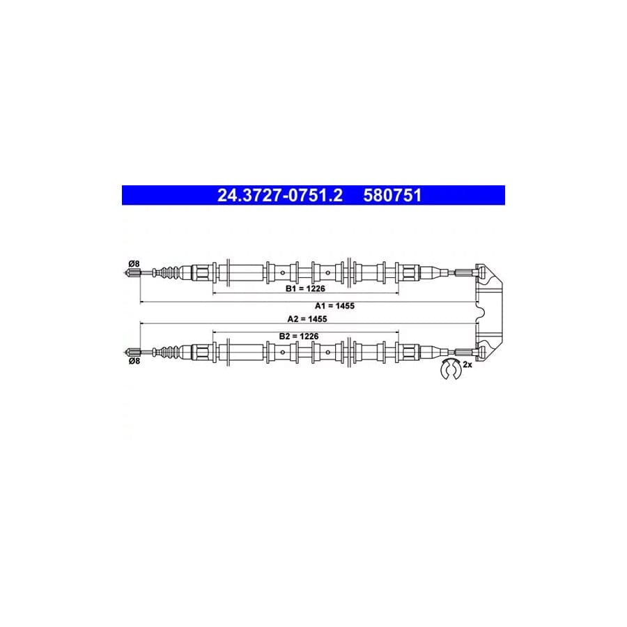 ATE 24.3727-0751.2 Hand Brake Cable