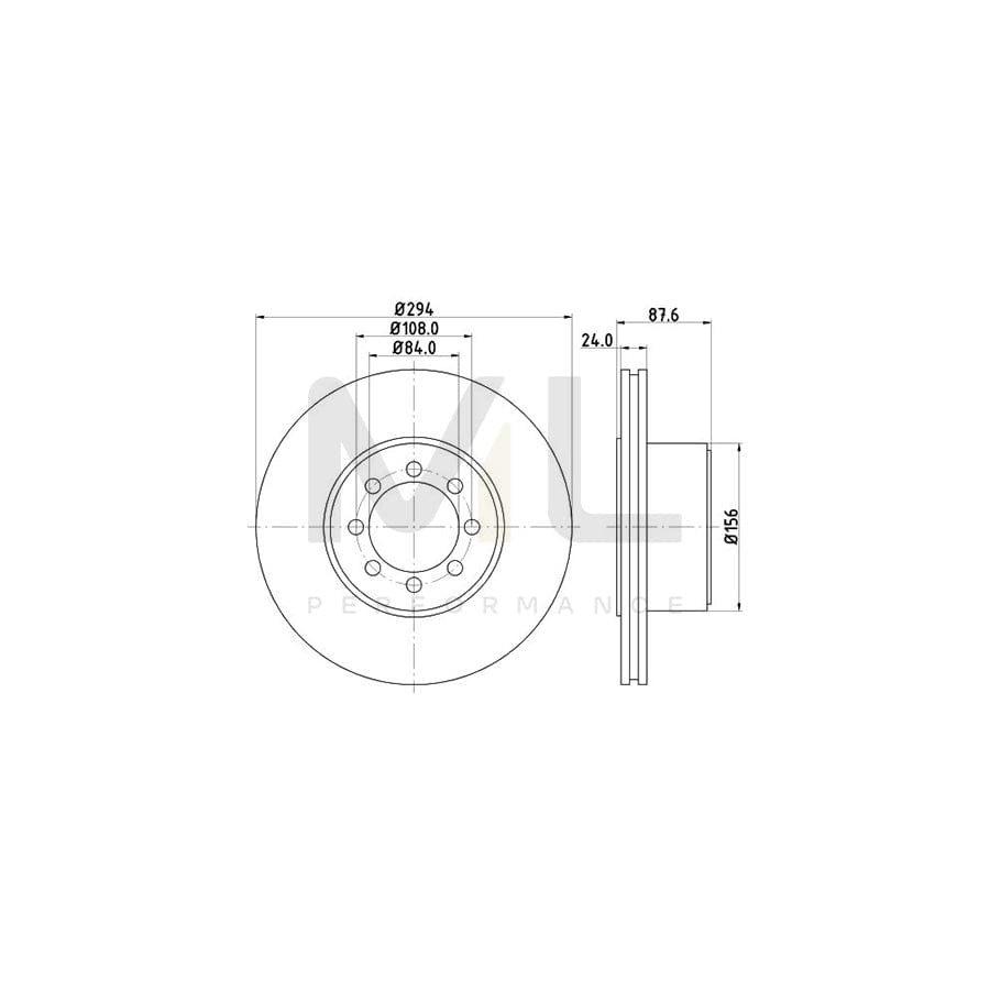 HELLA 8DD 355 117-481 Brake Disc for IVECO Daily Internally Vented, with ABS sensor ring, without wheel hub, without wheel studs | ML Performance Car Parts