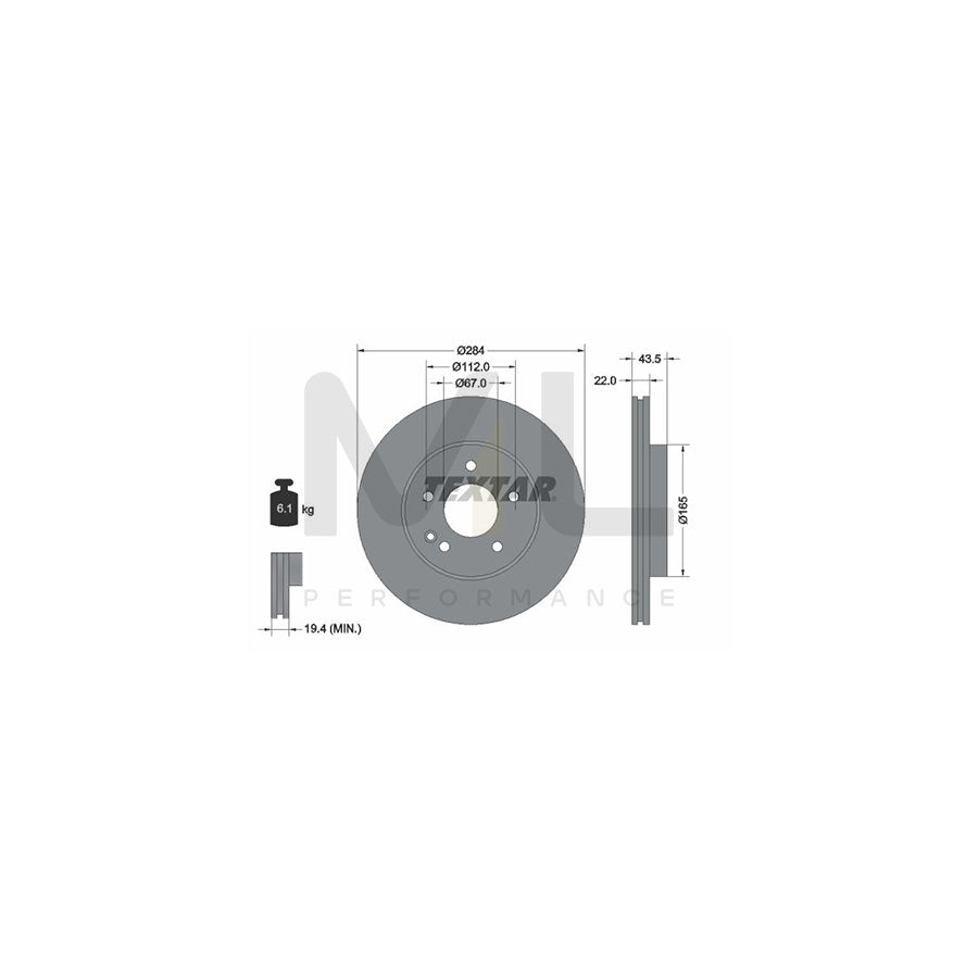 TEXTAR PRO 92059403 Brake Disc suitable for MERCEDES-BENZ C-Class Internally Vented, Coated, without wheel hub, without wheel studs | ML Performance Car Parts