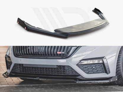 Maxton Design SK-OC-4-RS-FD2T Front Splitter V.2 + Flaps Skoda Octavia Rs MK4 | ML Performance UK Car Parts