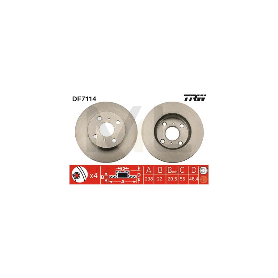 TRW DF7114 Brake Disc for TOYOTA COROLLA Vented, Painted | ML Performance Car Parts