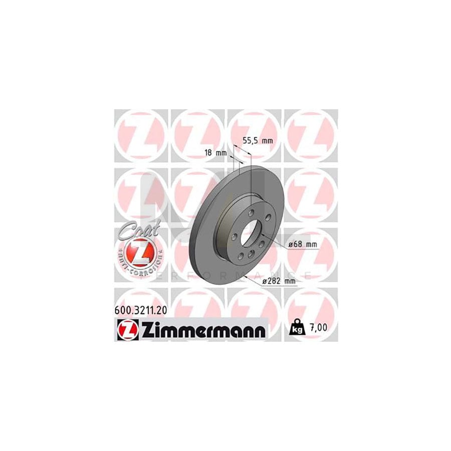 ZIMMERMANN COAT Z 600.3211.20 Brake Disc for VW TRANSPORTER Solid, Coated | ML Performance Car Parts