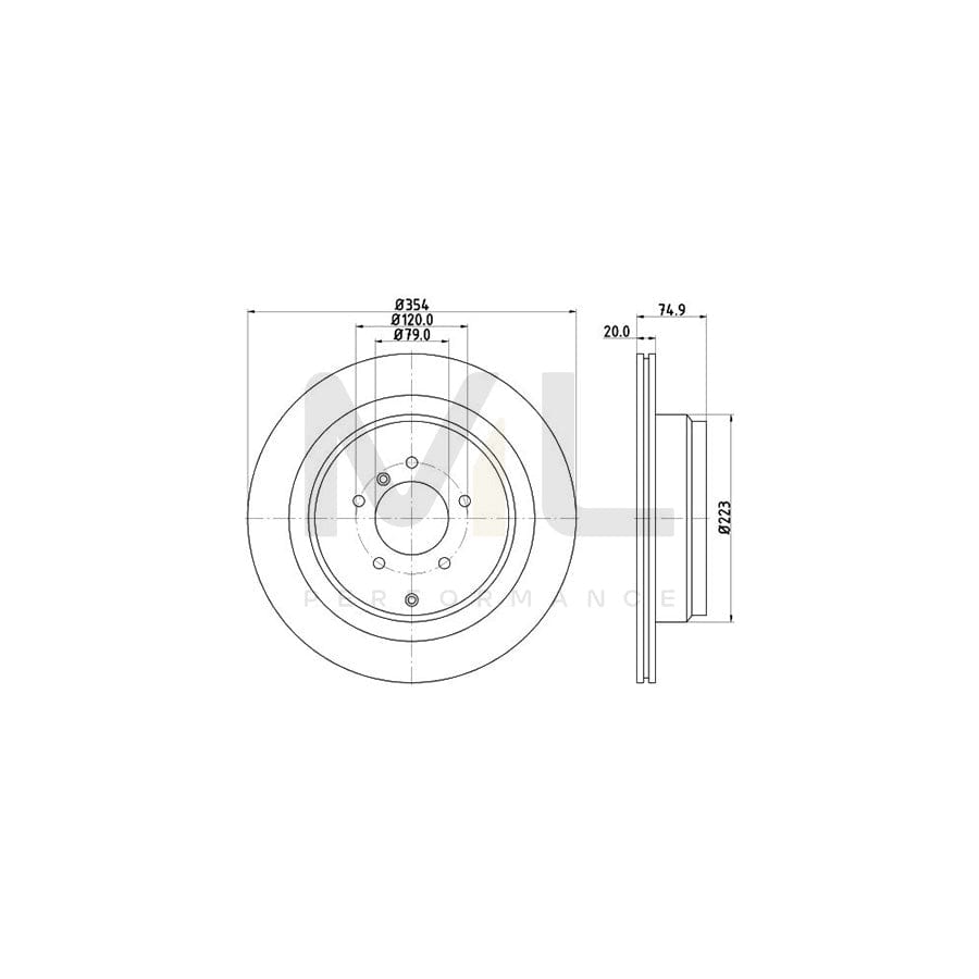 HELLA PRO 8DD 355 115-291 Brake Disc for LAND ROVER Range Rover III (L322) Externally Vented, Coated, without wheel hub, without wheel studs | ML Performance Car Parts